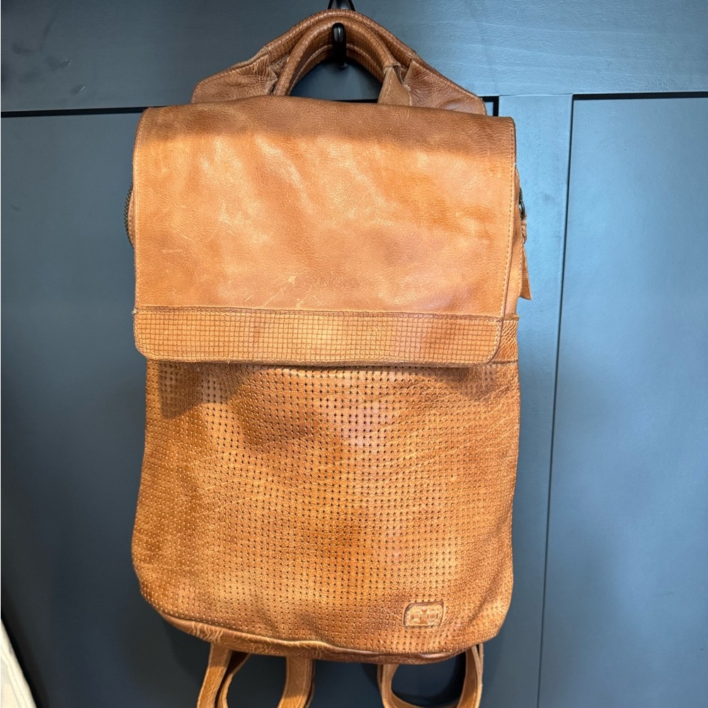 Bed|Stu Patsy - Brown / Tan Rustic Leather Backpack - NWOT